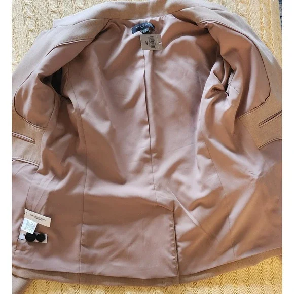 NWT Ann Taylor Petite Cutaway Blazer Camel Tan 2P Size 2 Petite 2018 - Picture 6 of 9